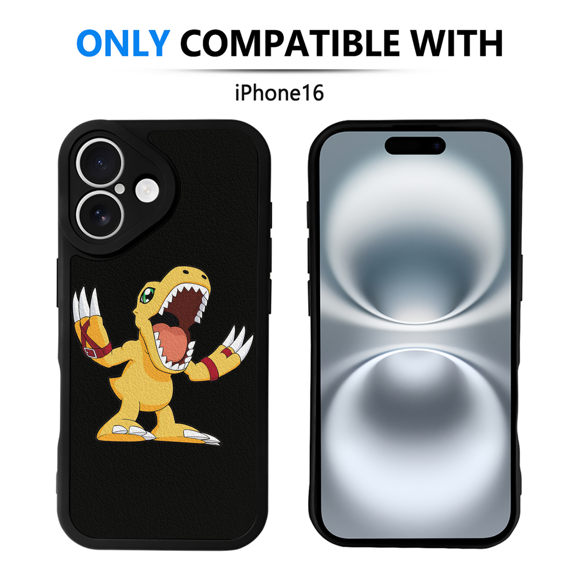 （画像用） Digimon デジタルモンスター/デジモン 【iPhone 16シリーズ対応】シリコンスマホケース（レザー調） 材質：シリコン